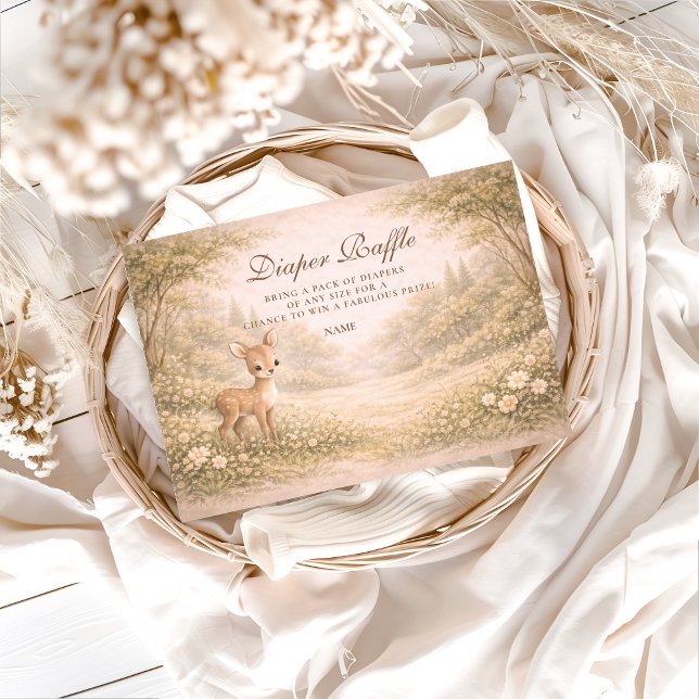 Soft Neutral Forest Critters Diapper Raffle  Enclosure Card (Creator Uploaded)