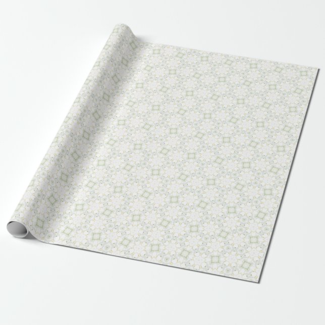 Soft Neutral Geometric Floral Wrapping Paper (Unrolled)