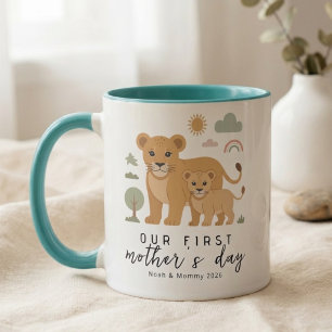 Soft Neutral Lion Mum Baby First Mothers Day Mug