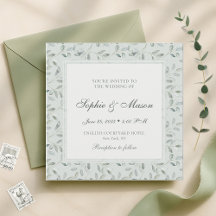Soft Olive Green Botanical Wedding Invitation