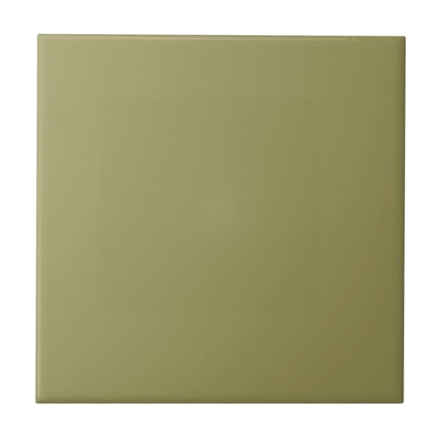 Soft Olive Solid Colour | #9b9559 Ceramic Tile (Front)