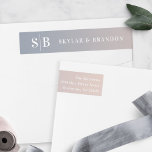 Soft Ombre Dusty Blue & Pink Wedding Monogrammed Wrap Around Label<br><div class="desc">Soft Ombre Dusty Blue & Pink Wedding Monogrammed Return Address Wrap Around Labels. This modern wedding or any event address label design is simple and minimal with a fading background color and trendy fonts. Shown in the new Wedding Color Palette. Also features a simple monogram on the right. The Chic...</div>