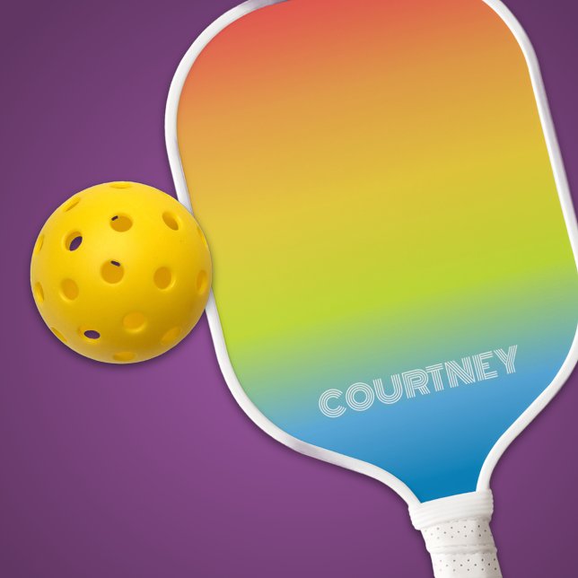 Soft Ombre Rainbow Stripes Personalised Pickleball Paddle (Creator Uploaded)