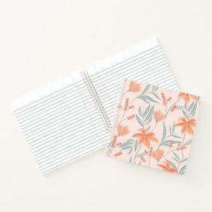 Soft Orange and Sage Peach Floral Botanical Notebook