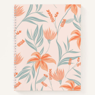 Soft Orange and Sage Peach Floral Botanical Notebook