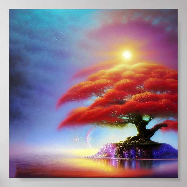 Soft orange bonsai tree poster (Front)