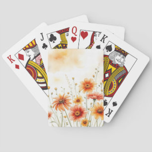Soft Orange Floral Watercolor Playing Cards