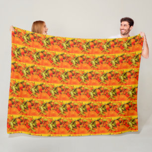 Soft Orange Fruit Aesthetic Fleece Blanket