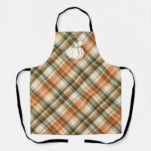 Soft Orange, Green & Cream Plaid with Pumpkin Apron