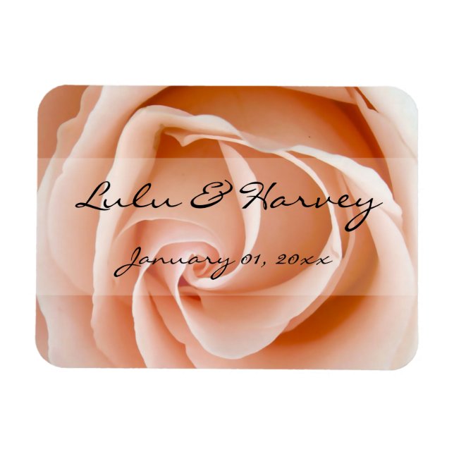 Soft Orange Rose Personal Wedding Magnet (Horizontal)