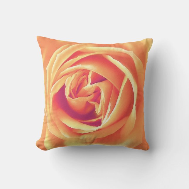 Soft orange rose print cushion (Front)