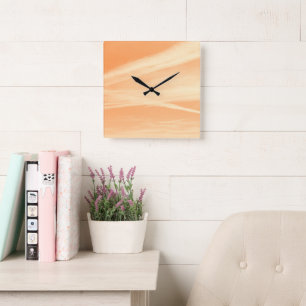 Soft Orange Yellow Sky Dream 1 Square Wall Clock