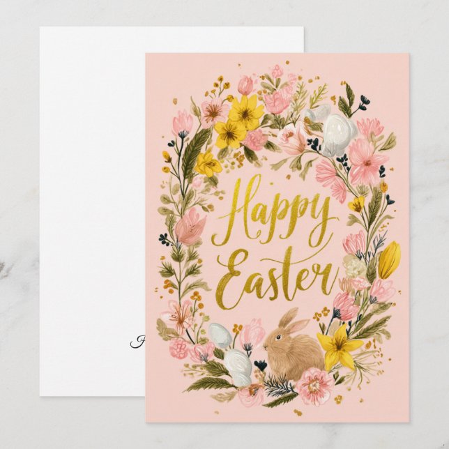 soft, painted Easter card  and springtime joy. (Front/Back)