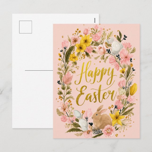 soft, painted Easter card  and springtime joy. (Front/Back)