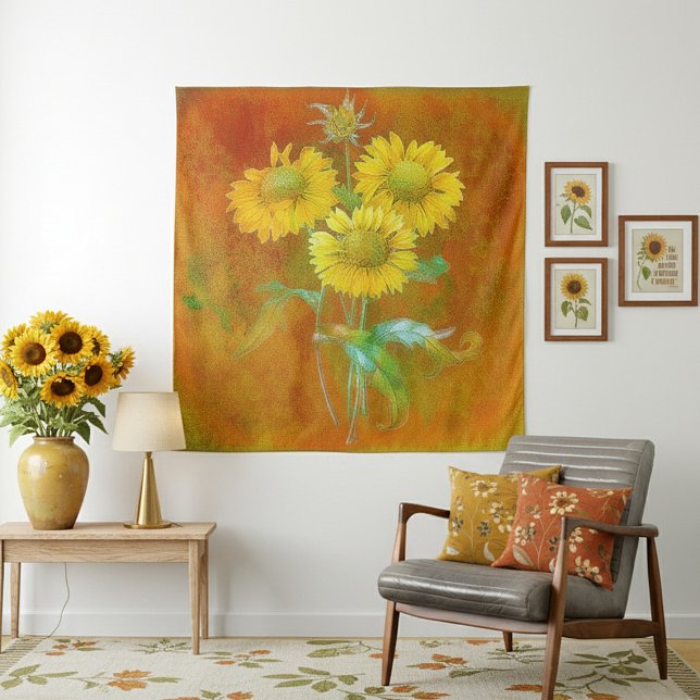 Soft painted sunflowers tapestry (Creator Uploaded)