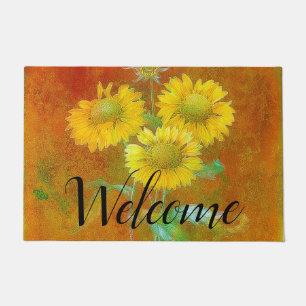 Soft painted sunflowers Welcome Doormat