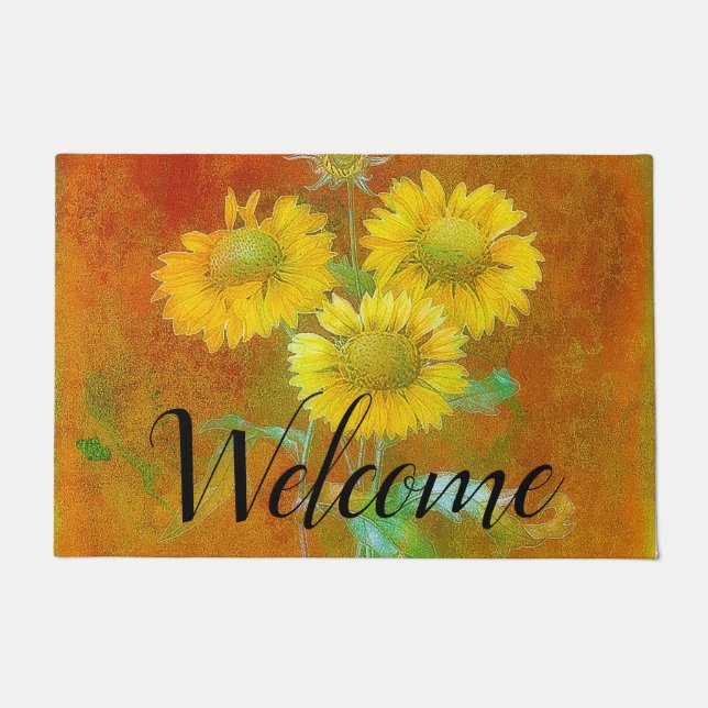 Soft painted sunflowers Welcome Doormat (Front)
