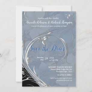 Soft Pale Blue White Mixture Flowers  Invitation