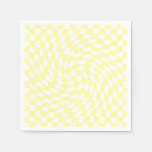 Soft Pale Yellow Checkers Wavy Pattern Napkin