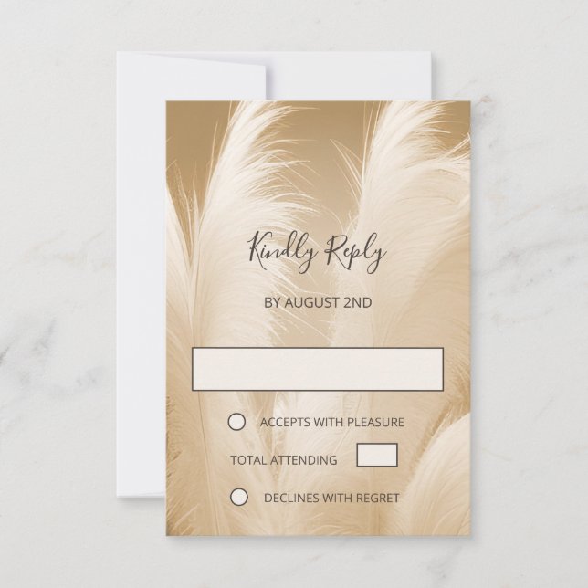 Soft Pampas Grass Photo Boho RSVP Card (Front)