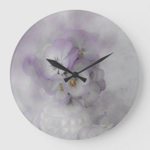 Soft Pansies Large Clock