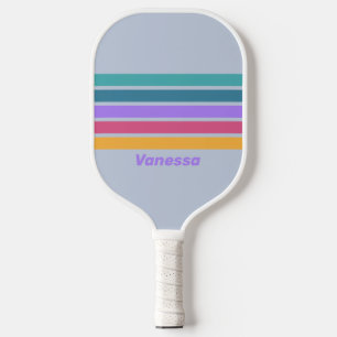 Soft Pansy Dream Across Striping with Name Pickleball Paddle