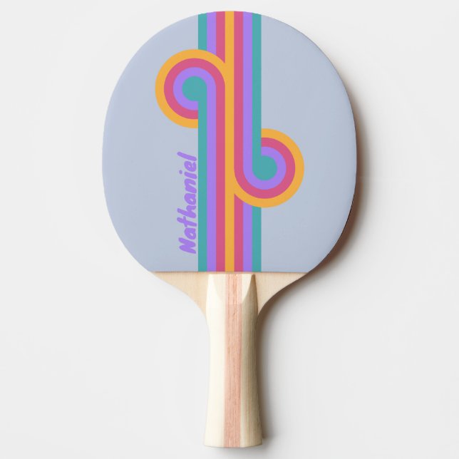 Soft Pansy Dream Stripe Loop with Name Ping Pong Paddle (Front)