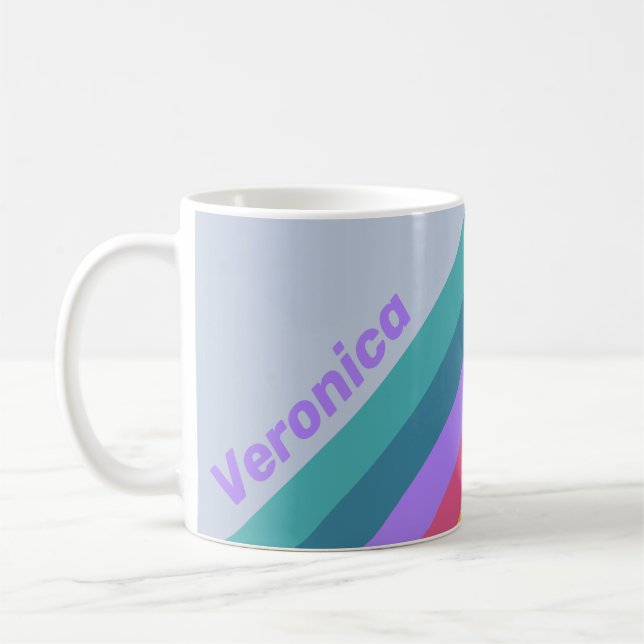 Soft Pansy Dream Stripes with Name Coffee Mug (Left)