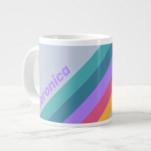 Soft Pansy Dream Stripes with Name Large Coffee Mug