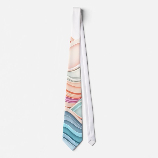 Soft Pastel 3D Abstract Wavy Lines Tie (Front)