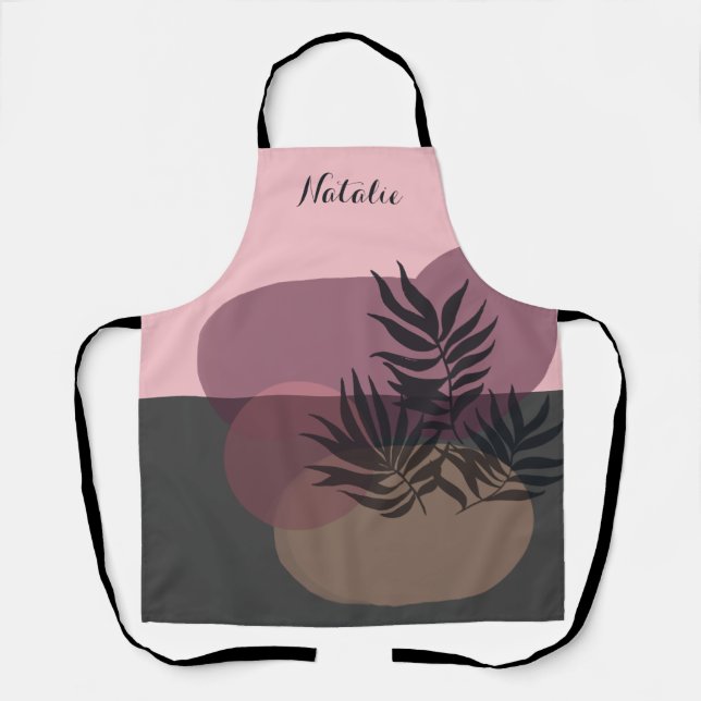 Soft Pastel Abstract Light Charcoal Tropical Apron (Front)