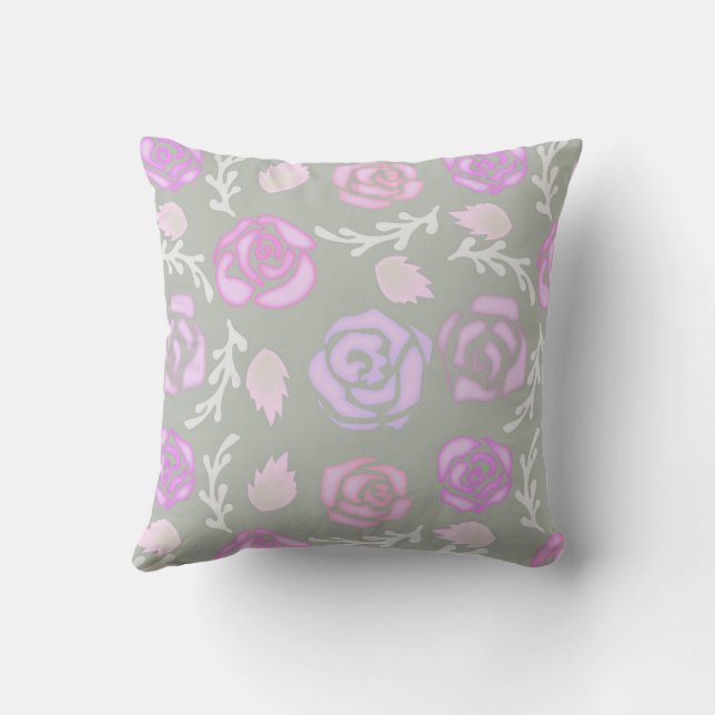 Soft Pastel Abstract Rose Cushion (Back)