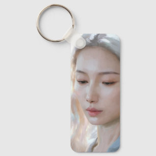 Soft Pastel Aesthetic Woman Fine Art Key Ring