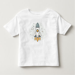 Soft Pastel Beige Rocket Ship  Toddler T-Shirt