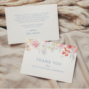 Soft Pastel Bloom Bridal Shower Thank You Card