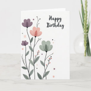 Soft Pastel Blooms Birthday Card