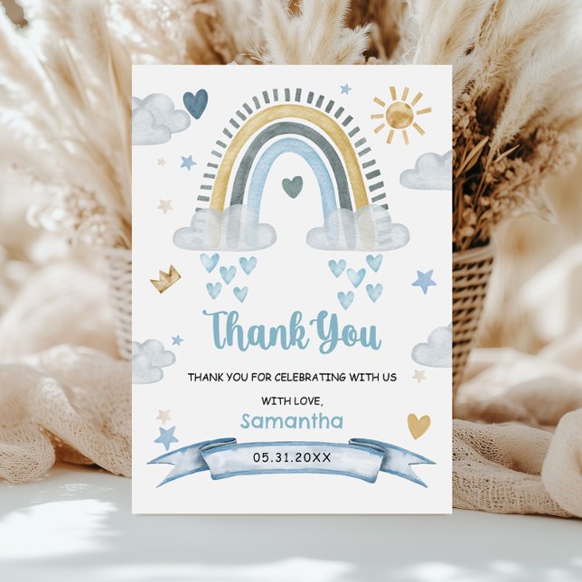 Soft Pastel Blue Boho Baby Shower Thank You (Creator Uploaded)