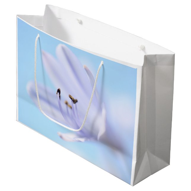 Soft Pastel Blue Purple Flower Large Gift Bag (Front Angled)