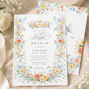 Soft Pastel Blush Watercolor Wildflower Floral Invitation