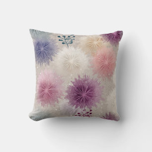 Soft Pastel Botanical Burst Throw Pillow