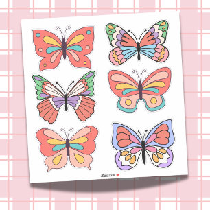 Soft Pastel Butterfly Custom-Cut Vinyl Stickers