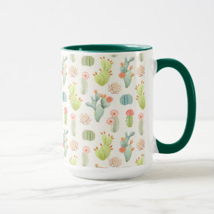 Soft Pastel Cactus & Succulent Pattern Mug