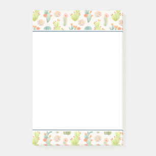 Soft Pastel Cactus & Succulent Pattern Post-it Notes