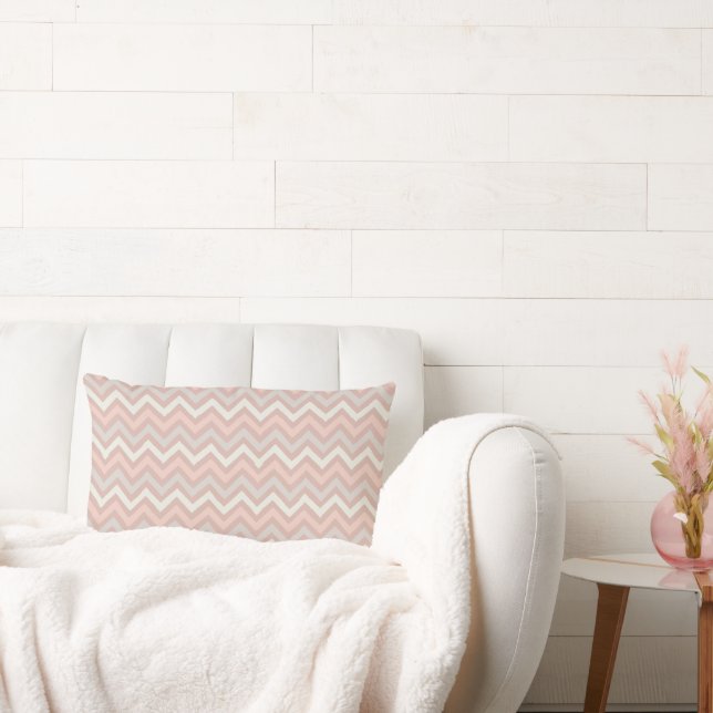 Soft Pastel Chevron Zigzag Pattern Lumbar Cushion (Couch)
