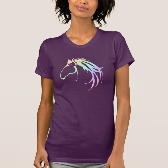 Soft Pastel Coloured Horse Head Logo Design T-Shirt (Front)