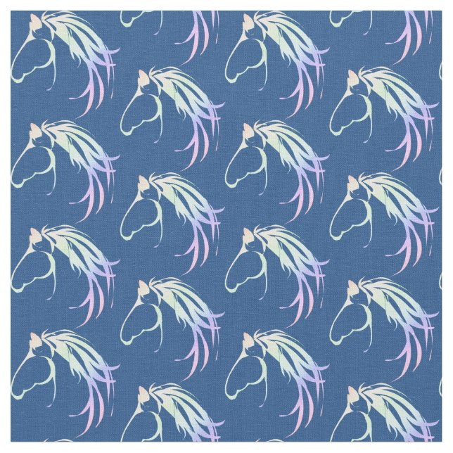 Soft Pastel Colourful Horse Head Logo art Fabric (Close Up)