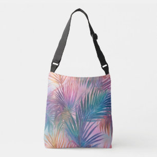 Soft Pastel Colourful Palm Leaves Crossbody Bag