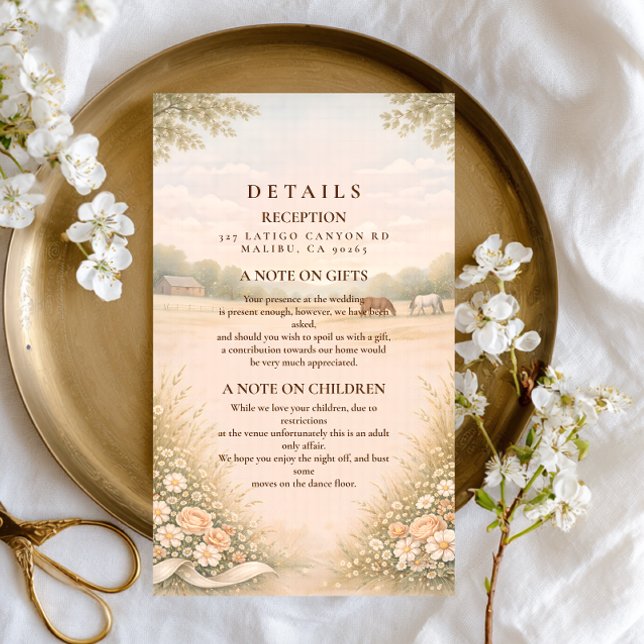 Soft Pastel Countryside Meadow Wedding Enclosure Card (Creator Uploaded)