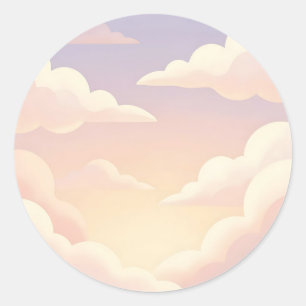 Soft Pastel Dreamy Clouds Lavender Pink Sky Classic Round Sticker