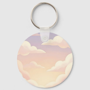 Soft Pastel Dreamy Clouds Lavender Pink Sky Key Ring